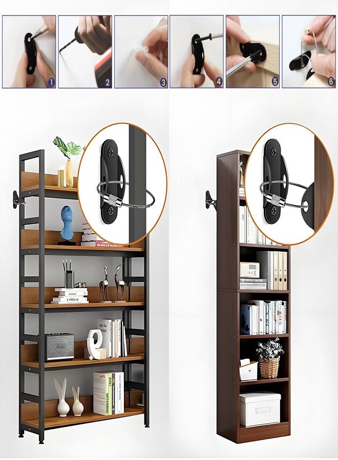LUORNG Anti-Tip Furniture Straps (6 Pack) Safety Furniture Anchors, Earthquake Proof Straps for Dressers Wall Safety Anchor Kit Furniture Safety Straps Wall Mounting Straps, Black - Image 5